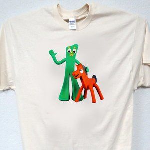 GUMBY N POKEY VINTAGE CARTOON IVORY MENS TEE T-1152